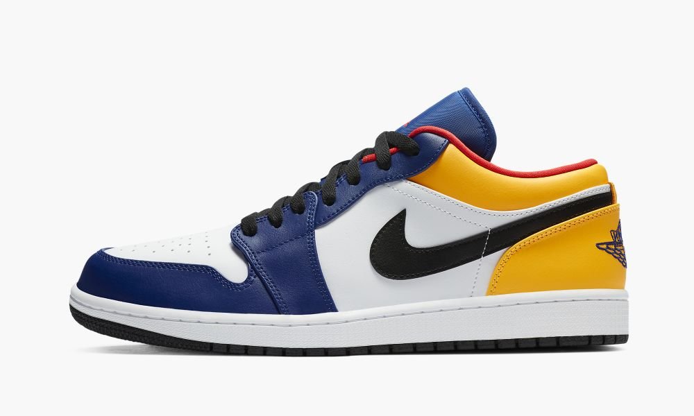 Nike Air Jordan 1 Low "Deep Royal / Yellow" Muške Cipele Bijele Crvene Plave | Hrvatska-1806537