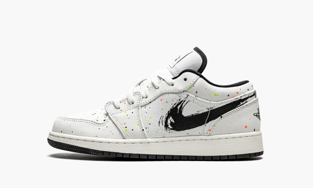 Nike Air Jordan 1 Low SE GS "Paint Splatter" Dječje Cipele Crne Bijele Narančaste | Hrvatska-7908416