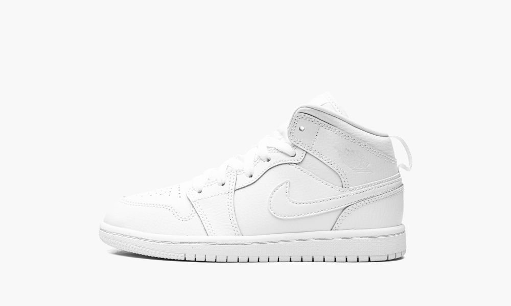 Nike Air Jordan 1 MID PS "Triple White" Dječje Cipele Bijele | Hrvatska-9613485