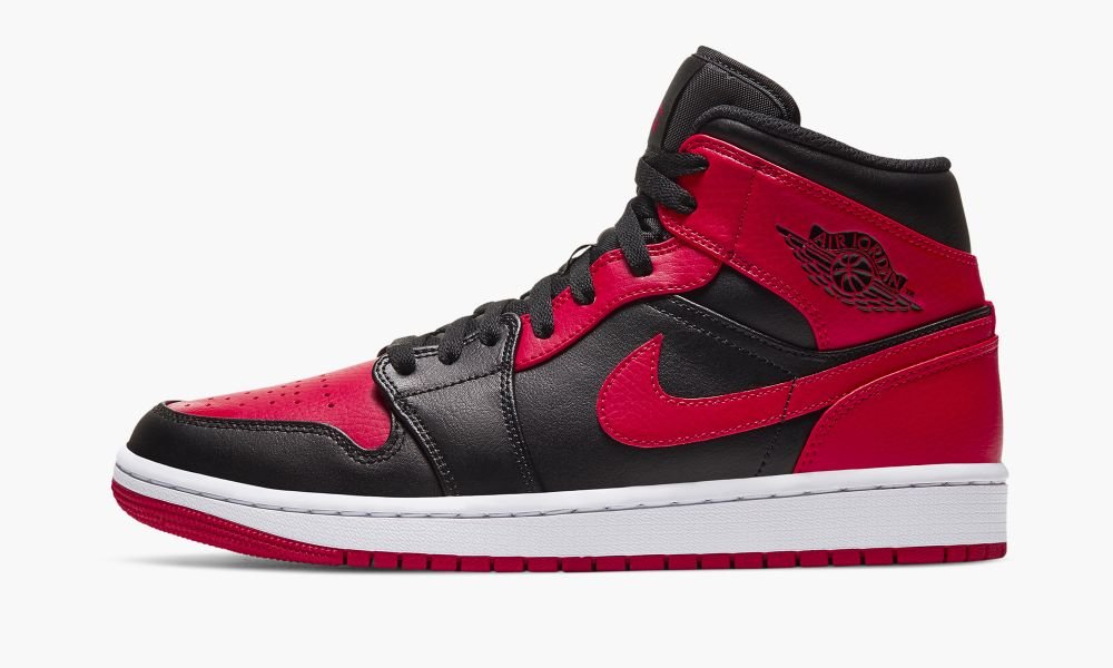 Nike Air Jordan 1 Mid "Banned 2020" Muške Cipele Crne Crvene | Hrvatska-7952036