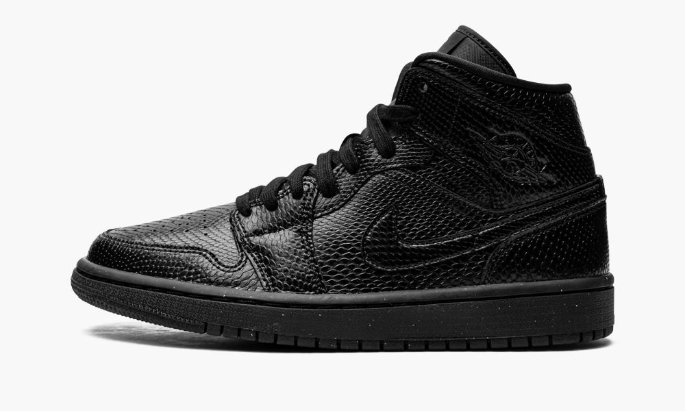 Nike Air Jordan 1 Mid "Black Snakeskin" Ženske Cipele Crne Bijele | Hrvatska-4301576