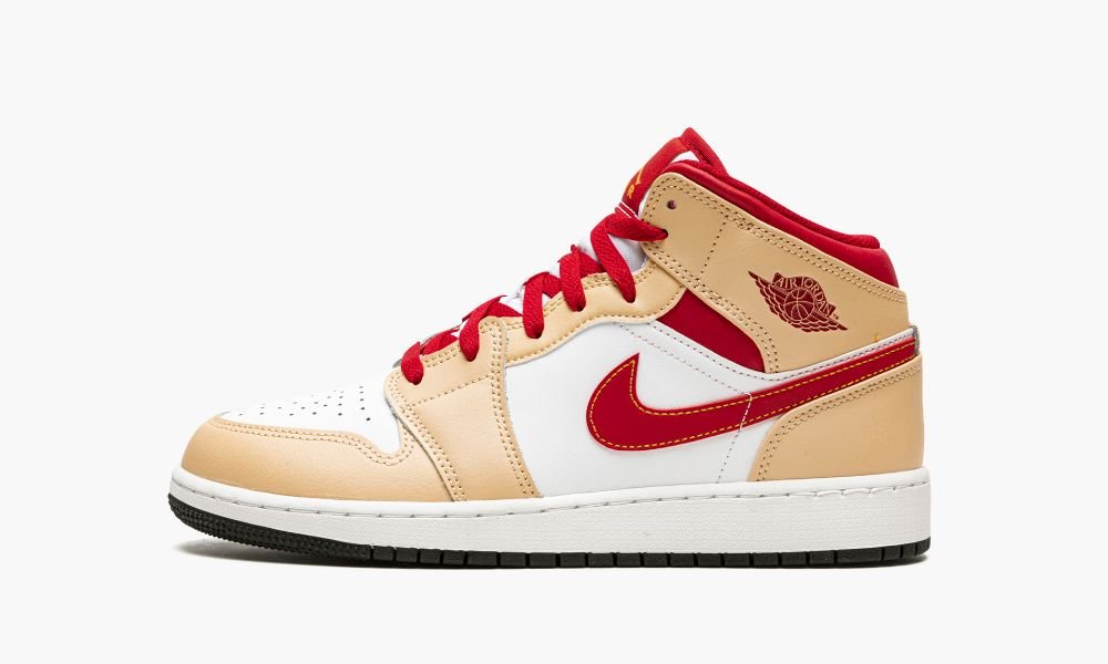 Nike Air Jordan 1 Mid GS "Beige / Red" Dječje Cipele Crne Bijele | Hrvatska-8579631