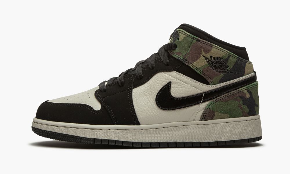 Nike Air Jordan 1 Mid GS "Camo" Dječje Cipele Crne | Hrvatska-1975802