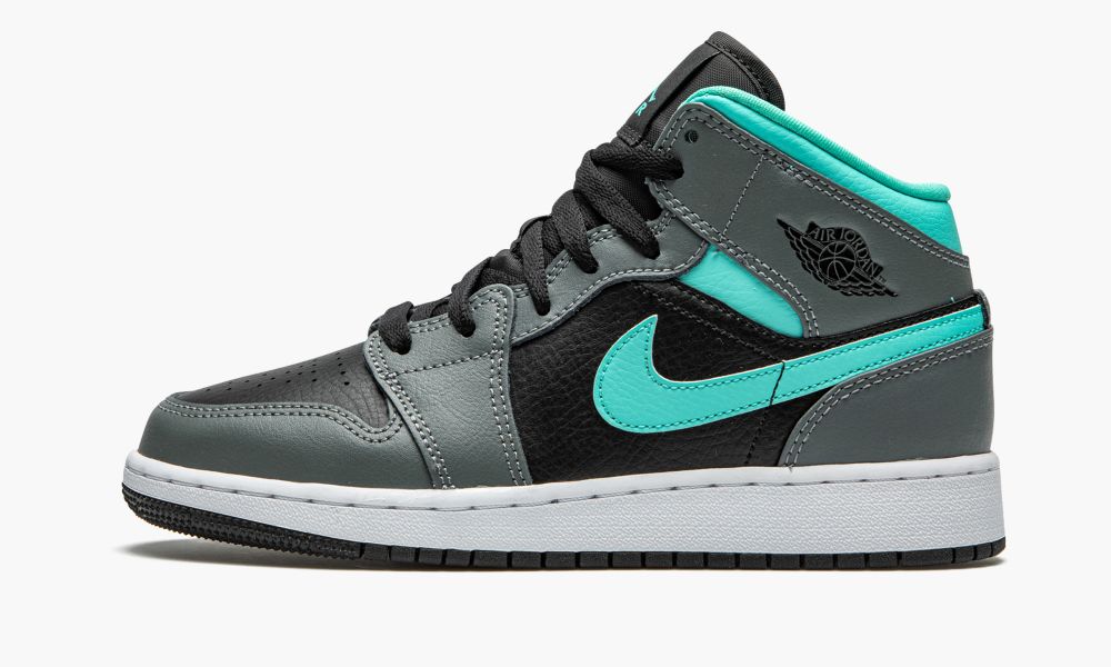 Nike Air Jordan 1 Mid GS "Grey / Aqua" Dječje Cipele Crne Plave Zelene Sive | Hrvatska-5017248