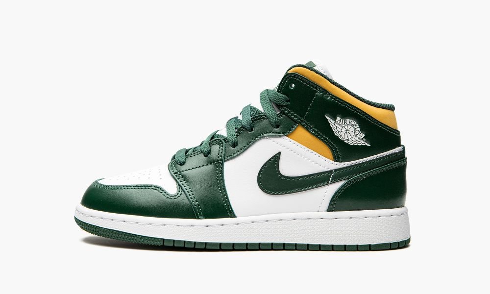 Nike Air Jordan 1 Mid GS "Sonics" Dječje Cipele Bijele Zelene | Hrvatska-0365218