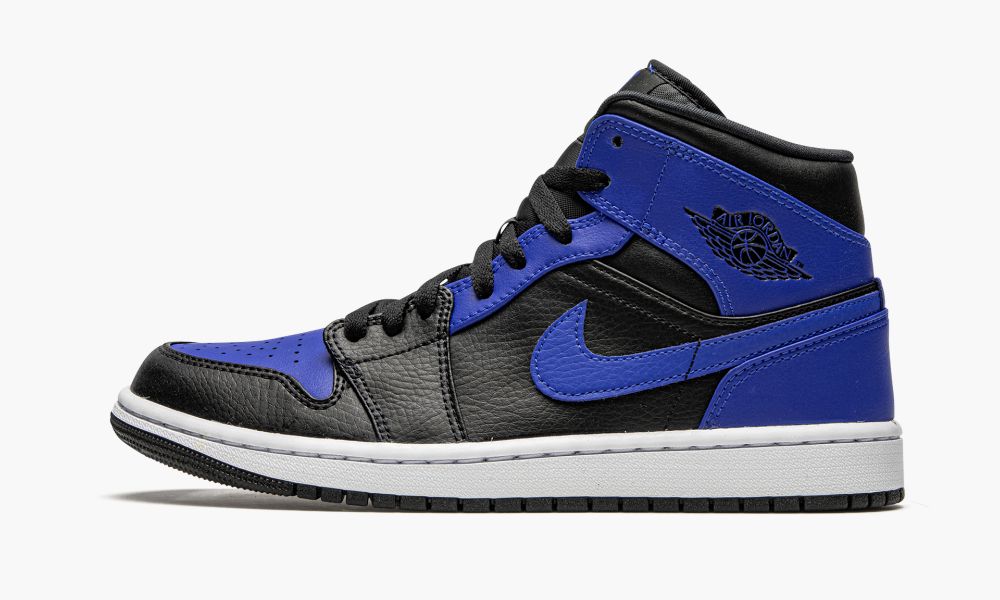 Nike Air Jordan 1 Mid "Hyper Royal" Muške Cipele Crne Bijele Plave Kraljevska Plava | Hrvatska-2746859