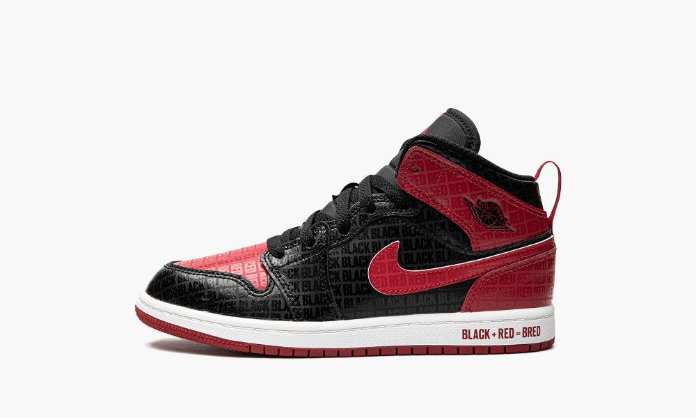 Nike Air Jordan 1 Mid PS "Bred Text" Dječje Cipele Crne Crvene Bijele | Hrvatska-2810935