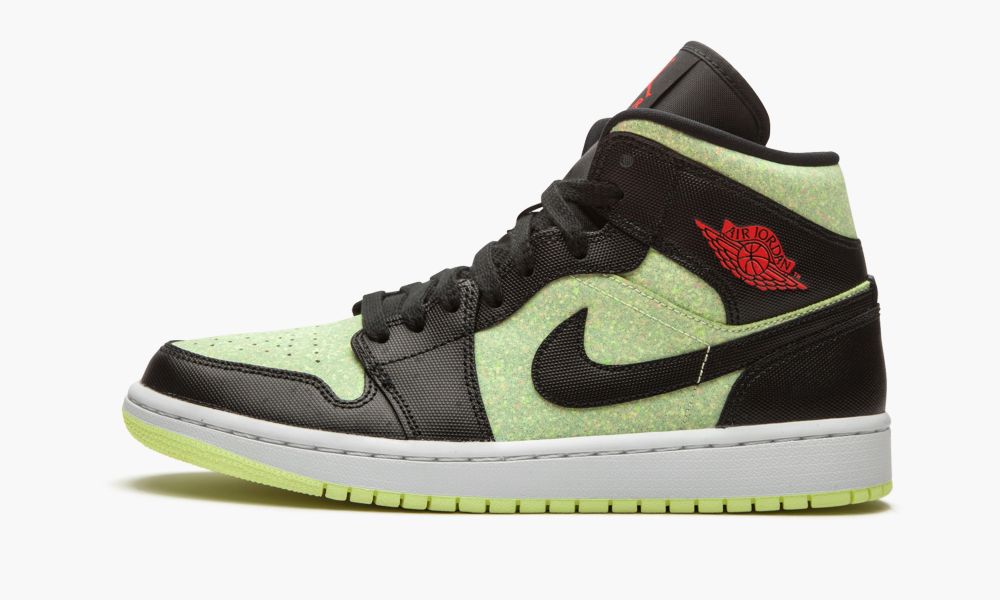 Nike Air Jordan 1 Mid SE "Barely Volt / Chile Red" Ženske Cipele Crne Crvene Zelene | Hrvatska-7280961