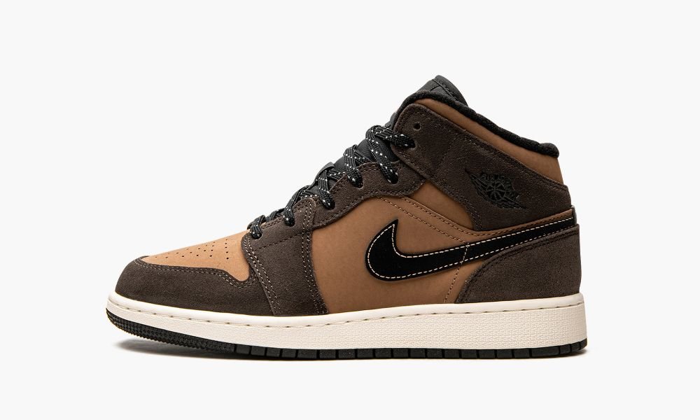 Nike Air Jordan 1 Mid SE GS "Earth Tone" Dječje Cipele Smeđe Čokoladne Crvene | Hrvatska-9265341