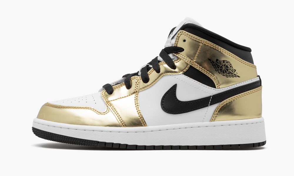 Nike Air Jordan 1 Mid SE GS "Metallic Gold" Dječje Cipele Bijele Zlatne Crne Bijele Zlatne | Hrvatska-1832706