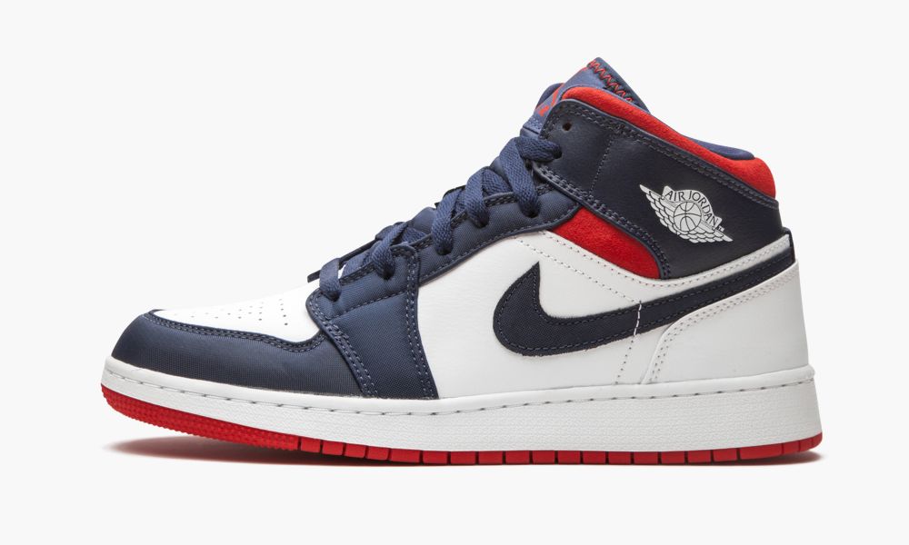 Nike Air Jordan 1 Mid SE GS "USA" Dječje Cipele Bijele Crvene Bijele Plave | Hrvatska-8315926