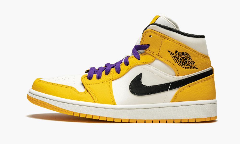 Nike Air Jordan 1 Mid SE "Lakers" Muške Cipele Bijele Crne Žute Zlatne | Hrvatska-5307264