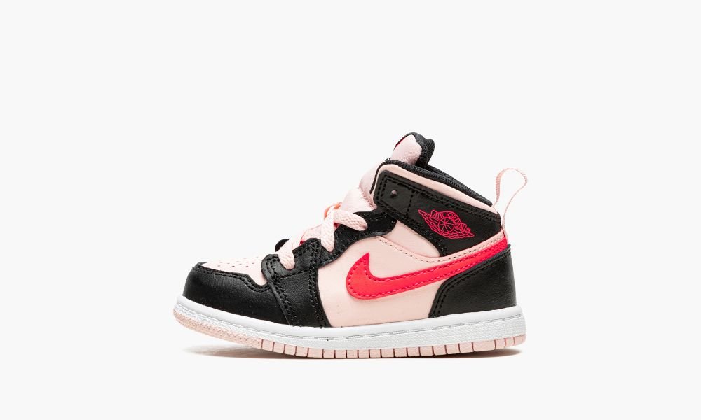 Nike Air Jordan 1 Mid (TD) Dječje Cipele Crne Crvene Crne Roze | Hrvatska-4521763