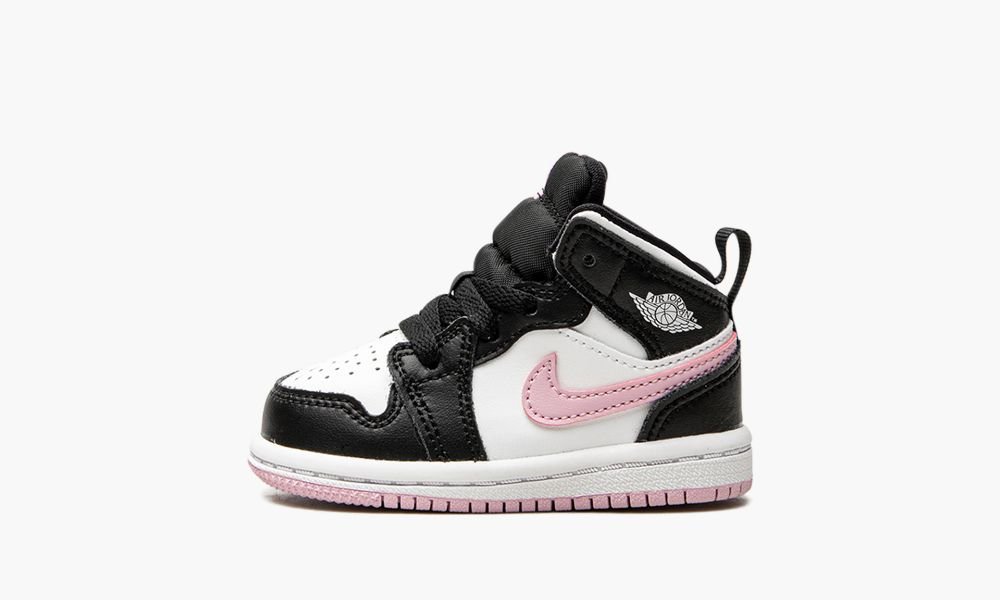 Nike Air Jordan 1 Mid TD "White / Light Arctic Pink" Dječje Cipele Crne Bijele | Hrvatska-1782350