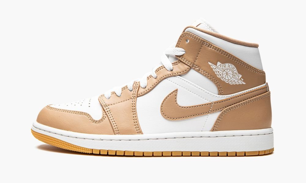 Nike Air Jordan 1 Mid "Tan / Gum" Muške Cipele Bijele Žute | Hrvatska-4761302