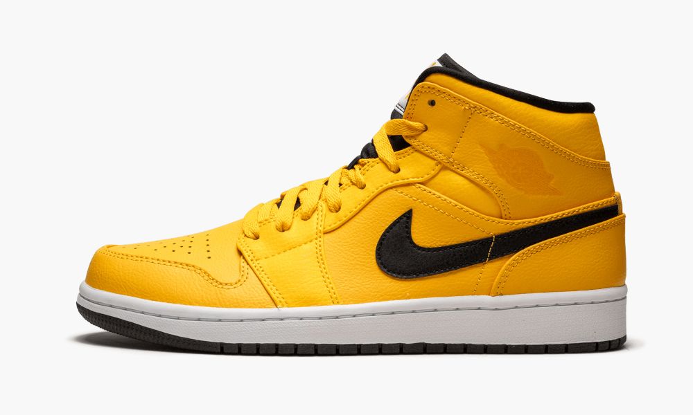 Nike Air Jordan 1 Mid "Taxi Yellow" Muške Cipele Crne Žute Bijele Zlatne | Hrvatska-7015938