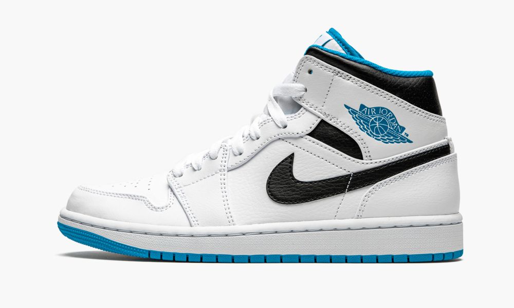 Nike Air Jordan 1 Mid "White / Laser Blue" Muške Cipele Crne Bijele Plave | Hrvatska-6785203