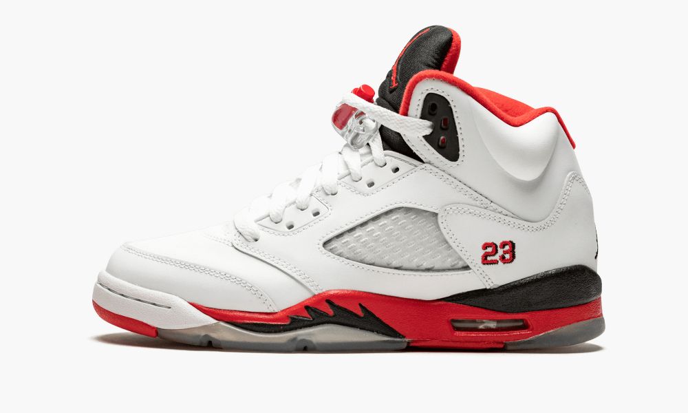 Nike Air Jordan 5 Retro GS "Fire Red Black Tongue" Dječje Cipele Crne Bijele Crvene | Hrvatska-4978213